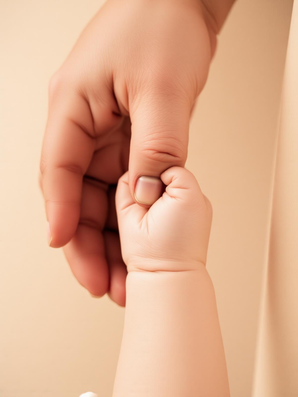 Adult hand holding a newborn hand